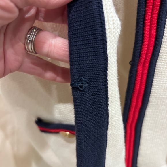 J.Crew Ivory Knit Sweater with Navy Accents - Picture 3 of 5